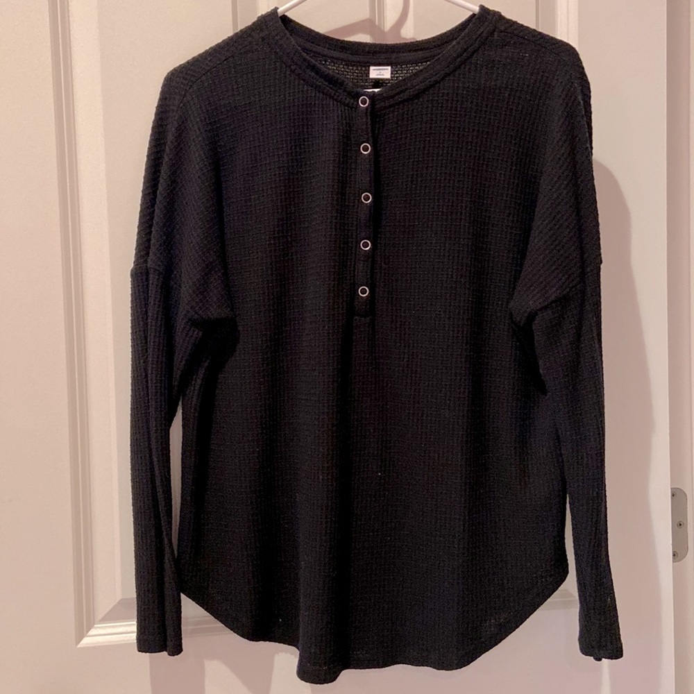 Black waffle long sleeve